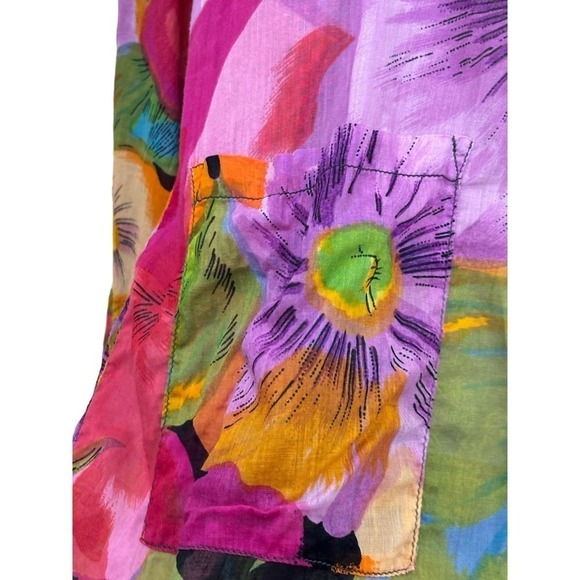 Live In Color vintage lightweight cotton floral tunic, medium, multicolor, artsy - Picture 5 of 6